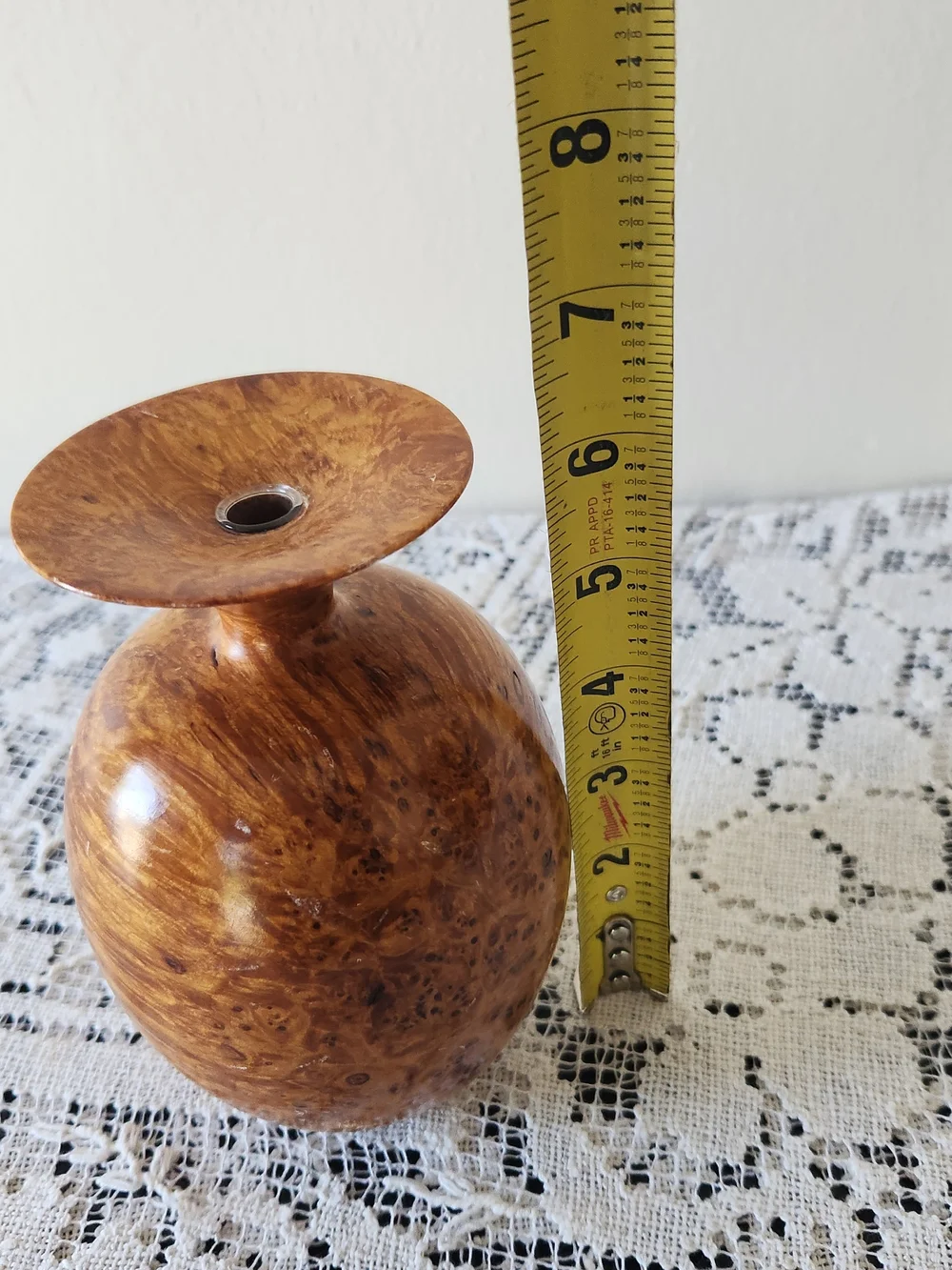 MCM Hand-Turned Burl Wood Accent Vase - Brown